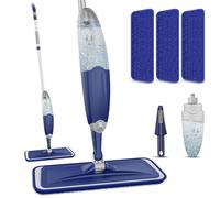 Balai pulvérisateur pour sol en bois dur pour nettoyage - Serpillère sèche et humide en microfibre avec 3 serpillères lavables et réutilisables, balai à poussière rechargeable pour sols en bois,