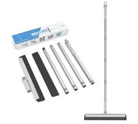 Balai Raclette Sol Caoutchouc avec Manche, Balai Raclette de Sol Vitre Douche, Raclette Salle de Bain, Balai-Éponge Lame remplaçable raclette,Brosse d'essuie-Glace Enlever Effectif L’Eau,Cheveux,Gris
