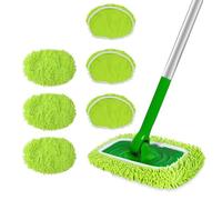 Balai Recharge Serpillière Microfibre pour Swiffer Sweeper 6 Pièces Lingettes Lavable Attrape Poussiere Utilisation Humide et Sèche Réutilisables Vert