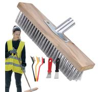 Balai résistant, balai à poils rigides | Tête de balai en fil métallique durable - Balai de patio avec support en métal robuste pour terrasses, sols en béton et pierre