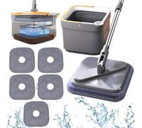 Balai rotatif M16, M16, serpillère rotative auto-nettoyante M16, serpillère rotative et seau avec essoreuse, serpillère carrée pour nettoyage du sol, serpillère rotative séparée pour eau propre et
