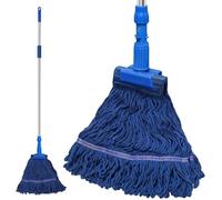 Balai Serpillère Commercial, Balai Frange Industriel à Usage Intensif avec Manche Long de 140 cm, Vadrouille Nettoyage Lave Sol