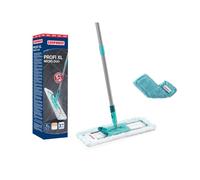 Leifheit Lave-sol Profi XL, balai microfibre avec housses micro duo & static plus lavables, manche 146cm, balai à plat, accessoire ménage pour tous types de sols, tête 360°, pack écologique Turquoise