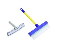 Balai serpillère simple en tissu ultra fin de 30,5 cm avec poignée en silicone pour nettoyage de voiture, verre, miroirs, portes de douche et panneau solaire (bleu blanc)