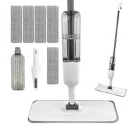 Balai Serpillère Vaporisateur, Balais Nettoyer Sol, Spray Mop Plat, Microfibre Balai avec 5 Tampons Réutilisables et Racloir
