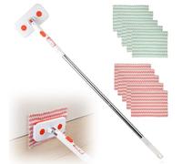 Balai serpillière avec système de Serrage par Pression, Manche Ajustable 145 cm Mini mop, 1-Knopf-Wechsel, avec 10 Wiederverwendbaren Mikrofaser-Mopp-Tüchern, pour sols, Cuisine et Salle de Bain