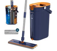 Balai Serpillière Essoreur Plat 3 Réservoirs K1-Pro, Réelle Séparation Eau Propre Et Sale, Nettoyage Hygiénique sans Effort, Jet-Brosse, Manche INOX, Tête XL, x4 Microfibres Lavables, Marque Française