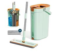 Balai Serpillière Essoreur Plat 3 Réservoirs K1-Pro, Réelle Séparation Eau Propre Et Sale, Nettoyage Hygiénique sans Effort, Manche Ajustable INOX, Tête XL, x10 Microfibres Lavables, Marque Française