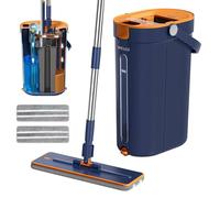 Balai Serpillière Essoreur Plat 3 Réservoirs K1-Pro, Réelle Séparation Eau Propre Et Sale, Nettoyage Hygiénique sans Effort, Jet & Brosse, Manche INOX, Tête XL, Microfibres Lavables, Marque Française