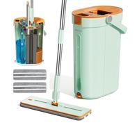 Balai Serpillière Essoreur Plat 3 Réservoirs K1-Pro, Réelle Séparation Eau Propre Et Sale, Nettoyage Hygiénique sans Effort, Jet & Brosse, Manche INOX, Tête XL, Microfibres Lavables, Marque Française