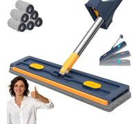 Balai Serpillière Rotatif avec Technologie Essorage Intégré, 2026 Balai Serpillère, Tête Rotative 360°, sans Vous Salir, Nettoyage du Sol en Un Clic (Bleu,6tissus)