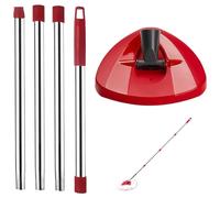 Balai serpillière Rotatif kit Remplacement 1 pièce Base Triangulaire + Manche réglable 76-147 cm Rouge Accessoires Nettoyage Sol Compatible système Rotatif Maison Facile Coin Plafond