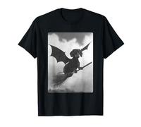 Balai sorcière Gothique Teckel Ailes Chauve-Souris Halloween T-Shirt