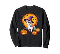 Balai sorcière Licorne Halloween Citrouille Lune Sweatshirt
