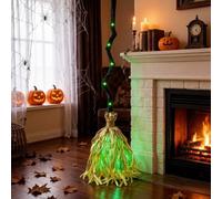 Balai Sorcière Vert avec Lumière Et Son Décoration Halloween