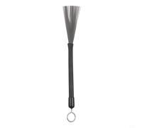Balai télescopique en acier pour batteur de jazz, 33,5 cm, rétractable, avec manche en plastique antidérapant, sons doux pour cajon et percussion, argent, 1 pièce (1 pièce)