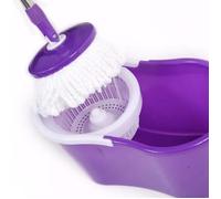 Balai Vadrouille Rotatif Seau Essorage Nettoyage de Sol 360° Maison 2 Têtes de Vadrouille Microfibre Hauteur Réglable