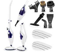 Balai vapeur 2en1 - ZEEGMA Puur Control - Nettoyeur vapeur - Pliable - 1500 W - 13 accessoires - Chauffe 20s - Câble 7m - Blanc