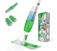 BALAI VAPORISATEUR| BALAI LAVE SOL VAPORISATEUR| récipient eau 650ML |Balai de nettoyage sol avec vaporisateur intégré |tête flexible 360 degré | 2 Chiffons microfibre 1 brosse nettoyage inclus Vert