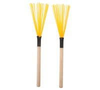 Balais de Tambour en Nylon Manche en Bois, Jaunes | Accessoires pour Batterie Acoustique, Usage Portable et Polyvalent, Prise en Main Légère et Confortable