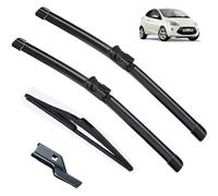 Balais d'essuie-glace avant arrière compatible avec Ford Ka MK2 2009-2015 Débroussailleuse for pare-brise Accessoires de voiture 2010 2011 2012 2013 2014 (Color : Front Rear, Size : LHD)