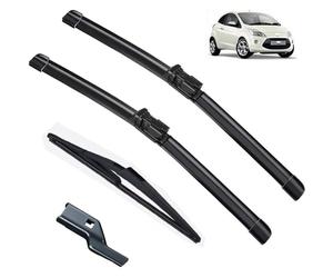 Balais d'essuie-glace avant arrière compatible avec Ford Ka MK2 2009-2015 Débroussailleuse for pare-brise Accessoires de voiture 2010 2011 2012 2013 2014 (Color : Front Rear, Size : RHD)