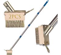Balais Métallique avec Manche Amovible(160cm),Outil de Désherbage avec Grattoir à Lame pour Paver Les Blocs,Allées,Brosse en Métal Rigides pour Enlever Les Mousse (2 Têtes de Brosse)