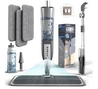 Balais Serpillère Vaporisateur avec Réservoir 3 Pads Microfibre Lavables Raclette Intégrée pour Sols Carrelage Bois Parquet