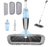 Balais Serpillère Vaporisateur, Balai Lave Sol avec Vaporise Spray Mop Microfibre Balai Pulvérisateur pour la Maison, la Cuisine, Le Bois Dur, Le Stratifié, Le Bois, la Céramique(Noir)