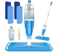 Balais Serpillère Vaporisateur - EXEGO Spray Mop Microfibre Professionnel Balai Lave Sol avec Reservoir avec 4 tampons en Microfibre Mop Balai Pulvérisateur pour Le Bois Dur, Le Stratifié, Le Bois