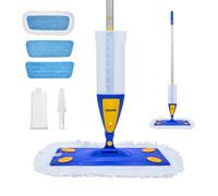 VEVOR Balais Serpillère Vaporisateur, Balai Lave Sol avec 3 Tampons Lavables en Microfibre et en Coton Torsadé, Réservoir d'eau Rechargeable 800 ML, pour Nettoyage des Sols secs et Humides, Parquet