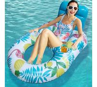 Balakaka Bouée Gonflable Piscine Adulte 140 * 90 * 65cm, Flamants Roses Matelas Gonflable Piscine Support Dorsal Confortable, Accessoire Piscine pour Plage Partie Vacances