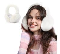 Balakaka Cache-oreilles Femme Cadeau de Noël, Cache Oreilles Femme en Peluche Pliables Doux et confortable,Ear Warmers Chaud Mignon Unisexe Tissu Polaire Earmuffs Fille Blanc