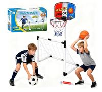 Balakaka Cage de Foot Enfant Exterieur, Panier Basket Enfant Ensemble de Mini Panier de Basket avec Balles, Jouet de Sport pour Extérieur Intérieur Cadeau pour garçon Fille, 60 cm Rouge et Bleu
