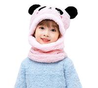 Balakaka Chapeau d'hiver pour Enfants, Mode Écharpe à Capuche pour Enfant en Earflaps Polaire Chaud, Doux Chaud Ensemble D'écharpe de Chapeau d'hiver, Cadeau De Noël, Panda Rose