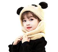 Balakaka Chapeau d'hiver pour Enfants, Mode Écharpe à Capuche pour Enfant en Earflaps Polaire Chaud, Doux Chaud Ensemble D'écharpe de Chapeau d'hiver, Cadeau De Noël, Panda Kaki