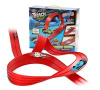 Balakaka Circuit Voiture Flexible 4m, Circuit Automobile DIY avec 4 Voitures pour Les Rampes de Saut, Piste de Voitures Enroulable avec Ventouses Cadeaux pour Enfants 3+