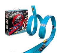 Balakaka Circuit Voiture Flexible 4m, Circuit Automobile DIY avec 4 Voitures pour Les Rampes de Saut, Piste de Voitures Enroulable avec Ventouses Cadeaux pour Enfants 3+