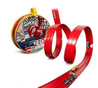 Balakaka Circuit Voiture Flexible 4m, Circuit Automobile DIY avec 4 Voitures pour Les Rampes de Saut, Piste de Voitures Enroulable avec Ventouses Cadeaux pour Enfants 3+