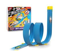 Balakaka Circuit Voiture Flexible 4m, Circuit Automobile DIY avec 4 Voitures pour Les Rampes de Saut, Piste de Voitures Enroulable avec Ventouses Cadeaux pour Enfants 3+
