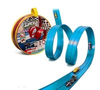 Balakaka Circuit Voiture Flexible 4m, Circuit Automobile DIY avec 4 Voitures pour Les Rampes de Saut, Piste de Voitures Enroulable avec Ventouses Cadeaux pour Enfants 3+