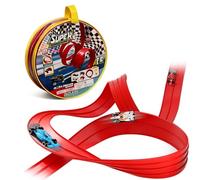 Balakaka Circuit Voiture Flexible 4m, Circuit Automobile DIY avec 4 Voitures pour Les Rampes de Saut, Piste de Voitures Enroulable avec Ventouses Cadeaux pour Enfants 3+