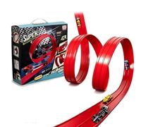 Balakaka Circuit Voiture Flexible 4m, Circuit Automobile DIY avec 4 Voitures pour Les Rampes de Saut, Piste de Voitures Enroulable avec Ventouses Cadeaux pour Enfants 3+