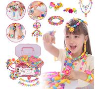 Balakaka Enfants Bricolage Perles Set 600pcs, Bracelet Bricolage Perles Set Kit Perles Fabrication Bijoux, Perle a Clipser Enfant Filles Cadeaux de 5 à 12 Ans