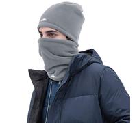 Balakaka Ensemble Echarpe Bonnet Homme Femme d'hiver 2PCS, Ensemble d'écharpe Protégez Votre cou du Vent Froid, Chapeau Homme Tricoté Tour de Cou pour Ski Cyclisme Course, Gris