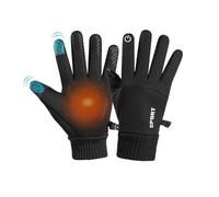 Balakaka Gants Hiver Homme Paume Antidérapante, Imperméable Gants Doublure Chauffants Support écran Tactile, PU Leather Gants Hiver Homme pour Vélo Cyclisme Conduite, Noir