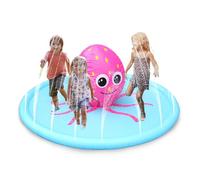 Balakaka Jeu d'eau pour Enfants Mignonne Pieuvre, 145×60 cm Tapis de Jet d'eau Jouets pour Enfants de 3 Ans+, Gonflable Jeu d'eau Enfant Exterieur pour l'été Plage de Jardin