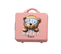 Balakaka Joli Vanity Case de Voyage avec Serrure, Trousse de Maquillage pour Femme Fille, Trousse à Cosmétiques Rigide de 14 Pouces Ours Dormant (Rose)