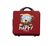 Balakaka Joli Vanity Case de Voyage avec Serrure, Trousse de Maquillage pour Femme Fille, Trousse à Cosmétiques Rigide de 14 Pouces Ours Dormant (Grand Rouge)