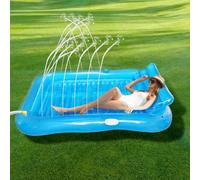 Balakaka Matelas Gonflable Piscine pour Adultes 208×130cm, Grand Flottante Fauteuil de Piscine Tanning Pool avec Porte-Boisson, Design de Pulvérisation d'eau, pour Fêtes de Plage, Bleu Transparent